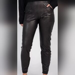SPANX Black Faux Leather Jogger Pants